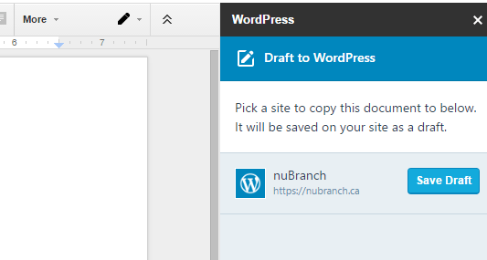 Save draft WordPress.com addon Google Docs
