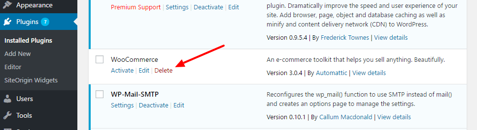 delete plugin after deactivation